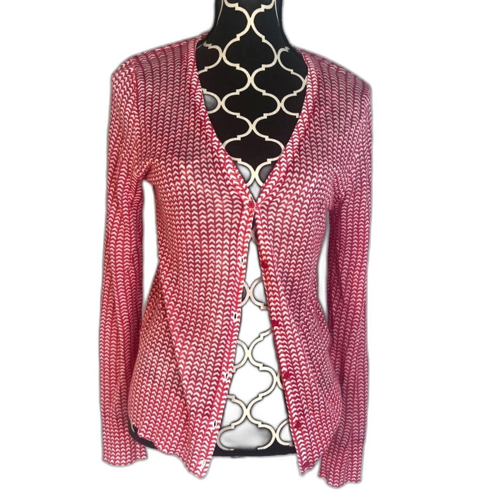Ann Taylor LOFT Lightweight Sheer Twee Cardigan Sweater Size Large Pattern
